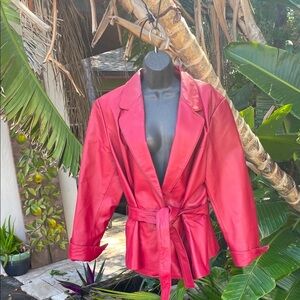 vintage Spiegel crop trench leather jacket